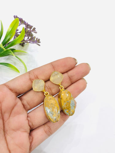 Yellow Raw Stone Earrings